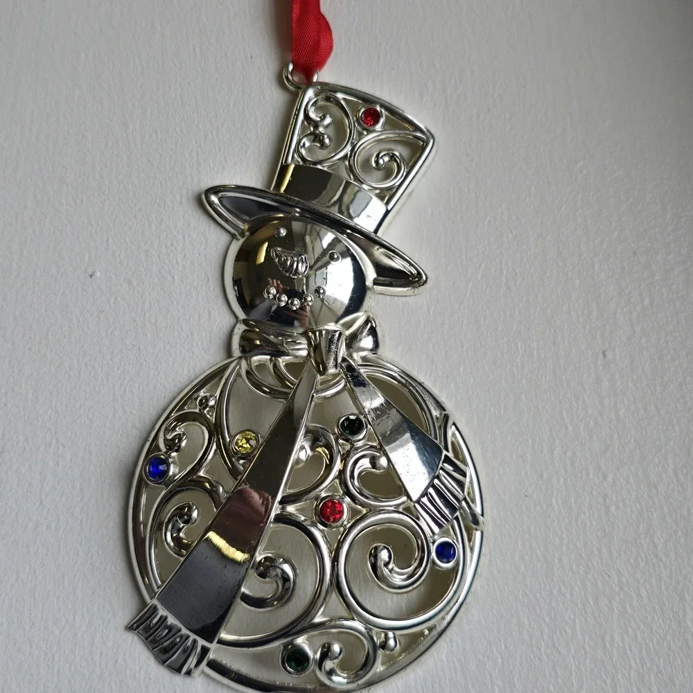 LENOX Christmas Sparkle and Scroll‎ Snowman Ornament Multicolor Gems NIB